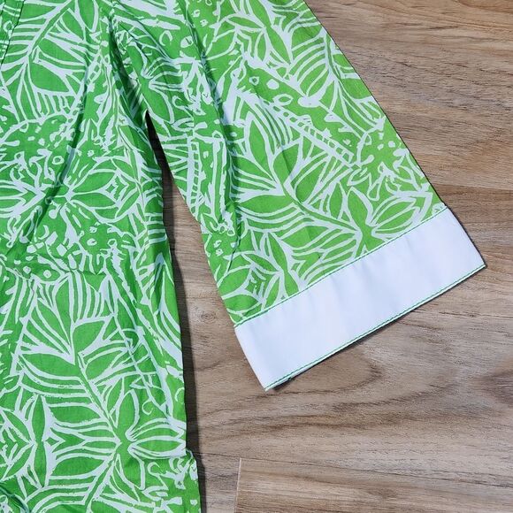🦋Vintage Lilly Pulitzer Lime Leaf & Giraffe Print 3/4 Sleeve Tunic Top XSmall - Picture 7 of 13